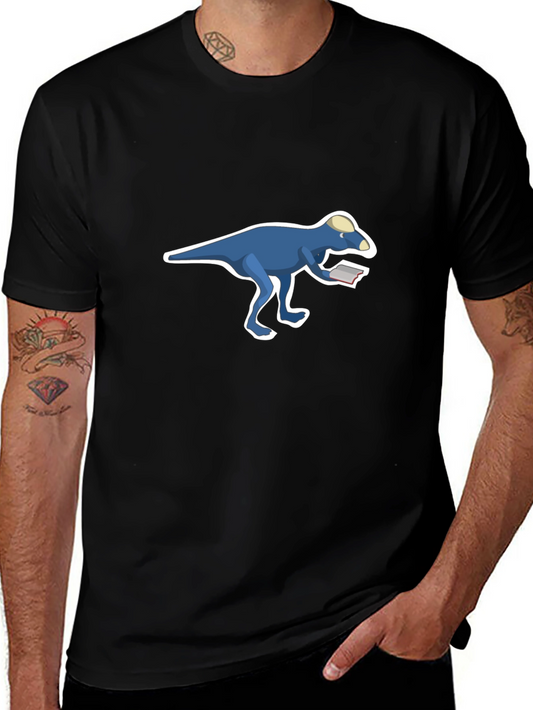 Dinosaur Reading T-Shirt - Cool Black Tee