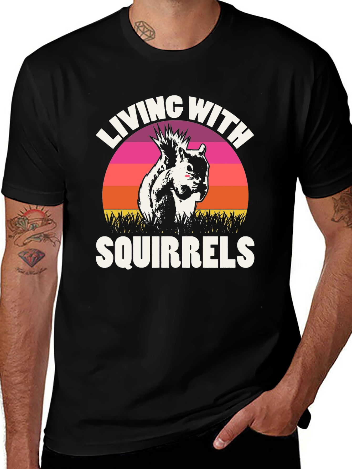 Living With Squirrels Graphic Tee - Unisex Black T-Shirt