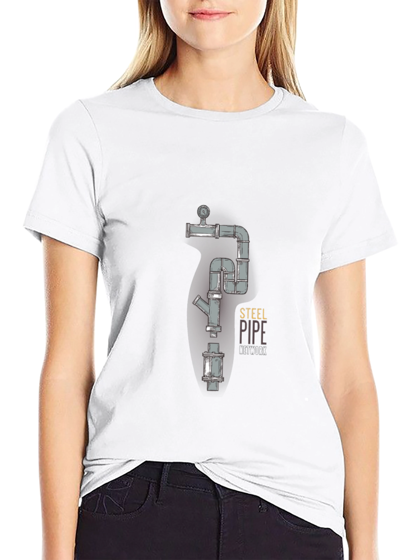 Steel Pipe Design Black T-Shirt