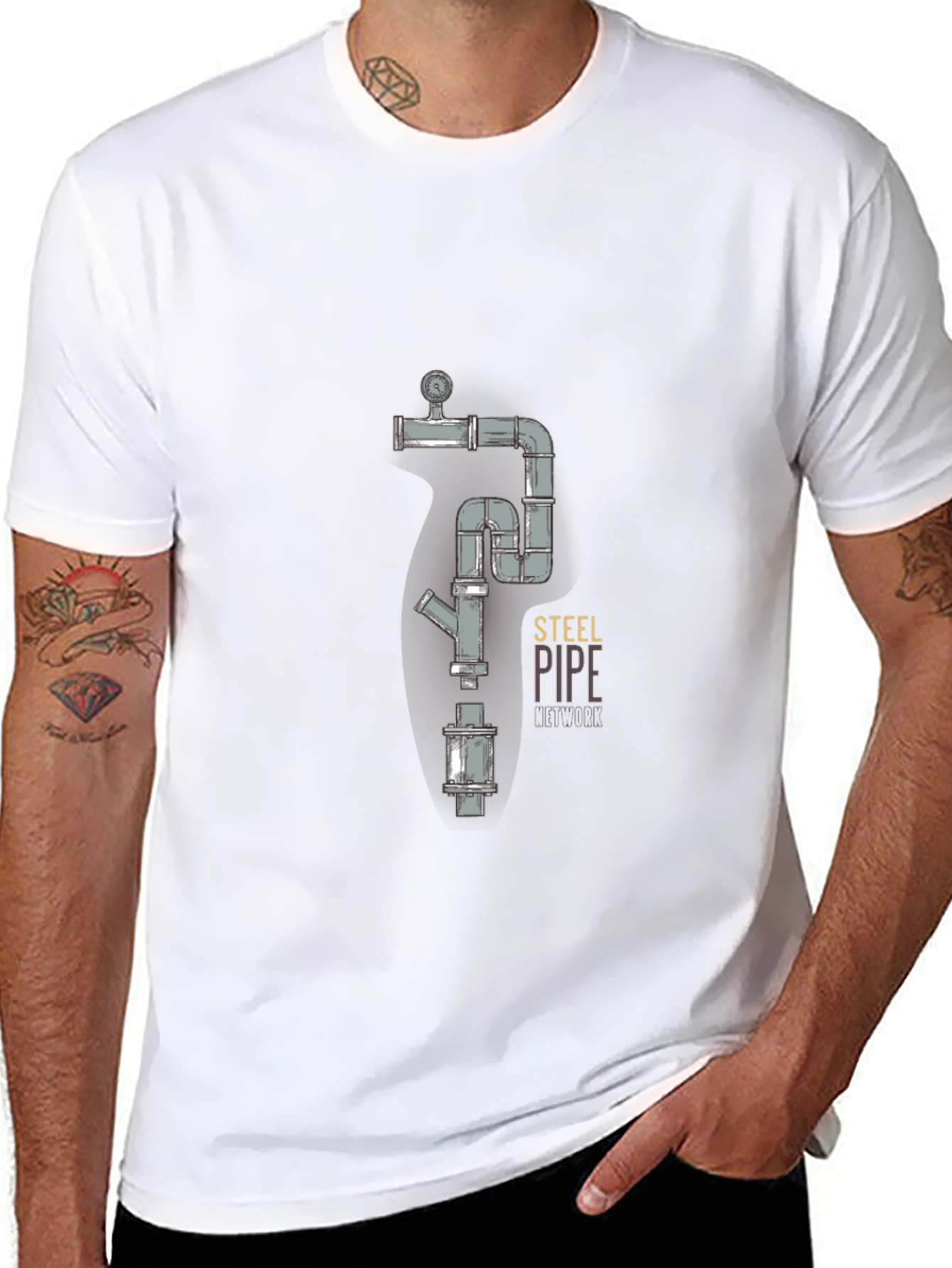Steel Pipe Design Black T-Shirt