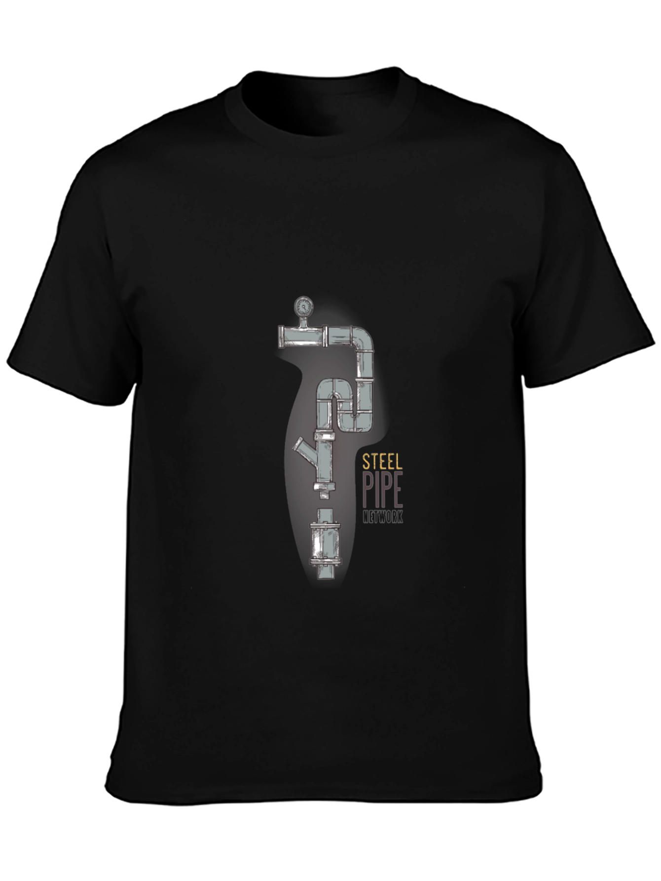 Steel Pipe Design Black T-Shirt