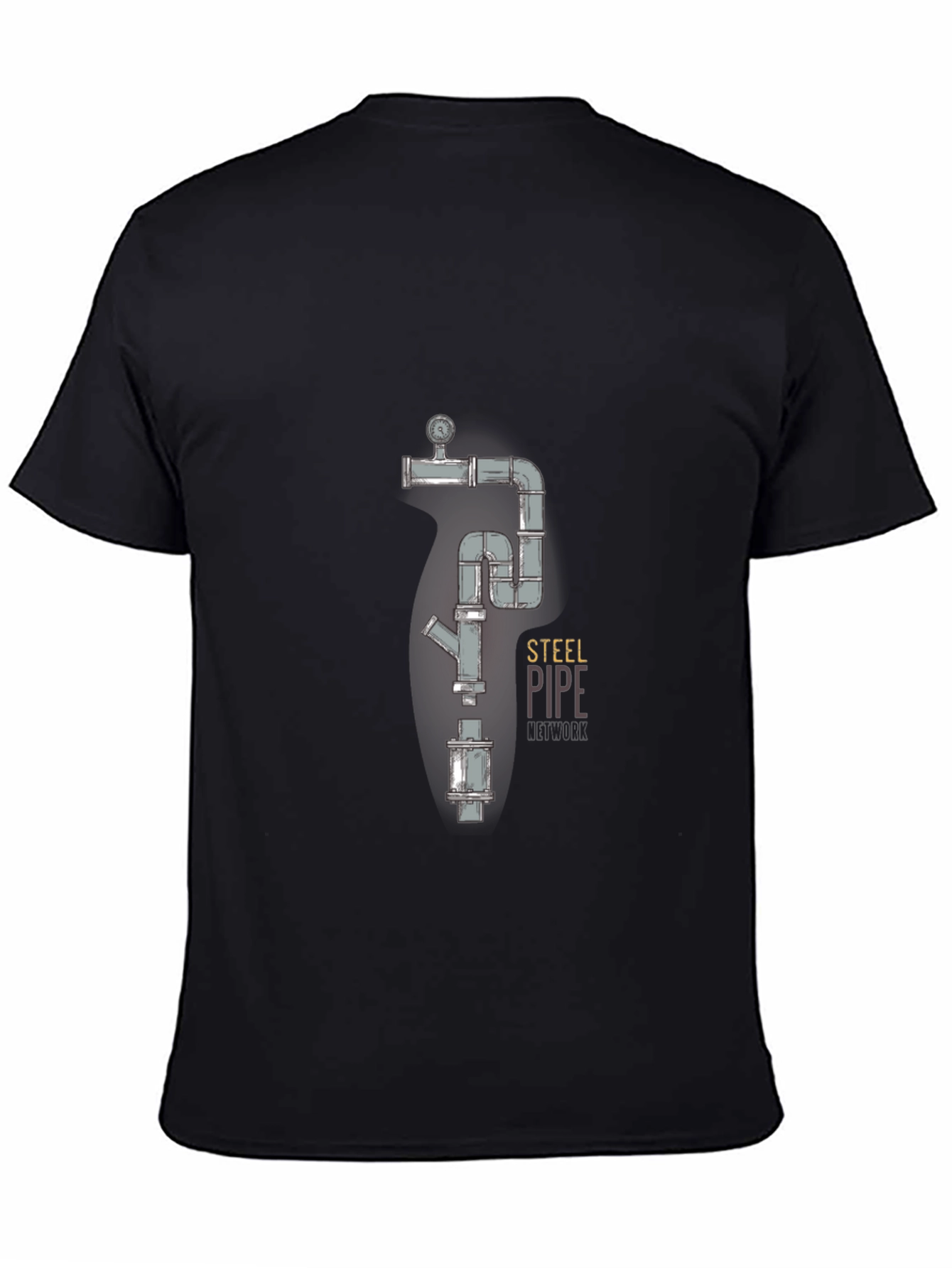 Steel Pipe Design Black T-Shirt