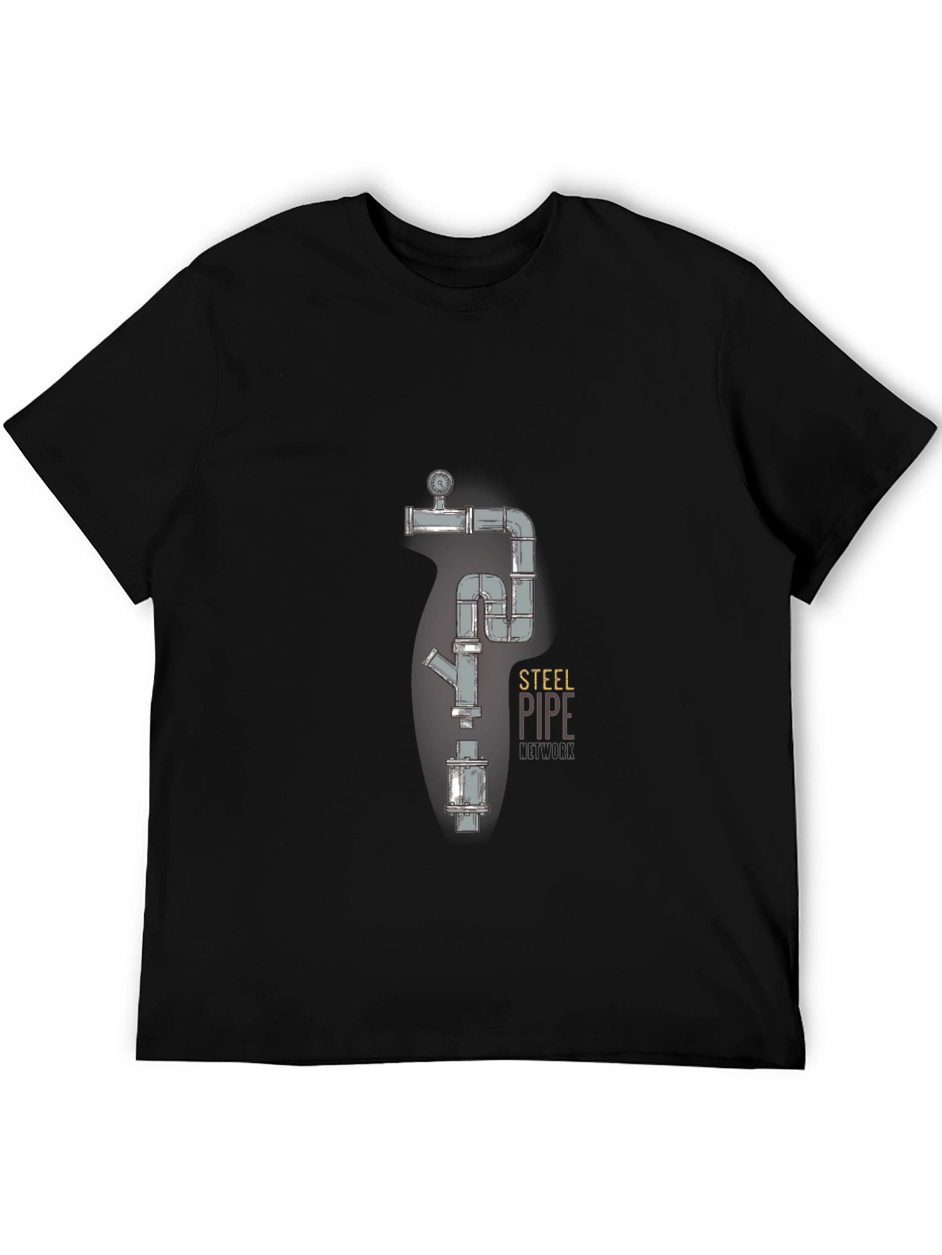 Steel Pipe Design Black T-Shirt