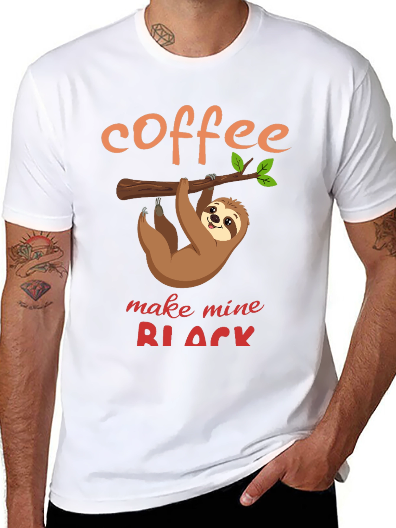 Coffee Sloth T-Shirt - Make Mine Black Funny Tee