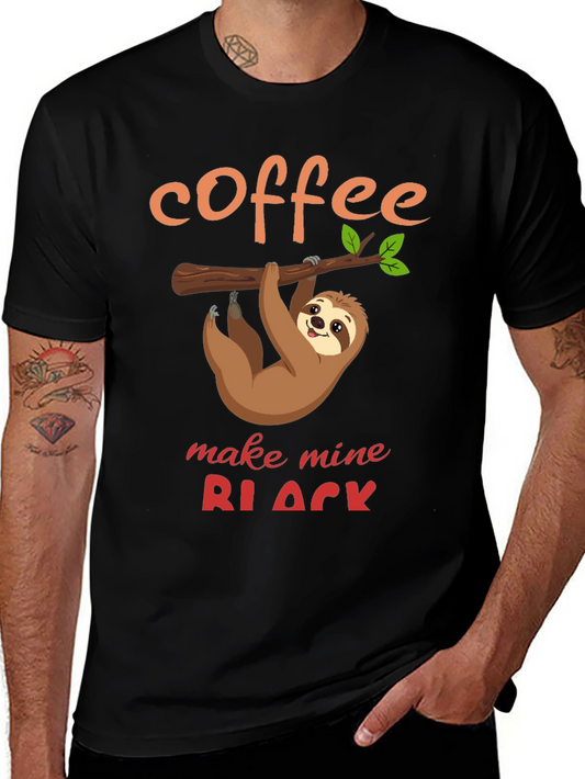 Coffee Sloth T-Shirt - Make Mine Black Funny Tee