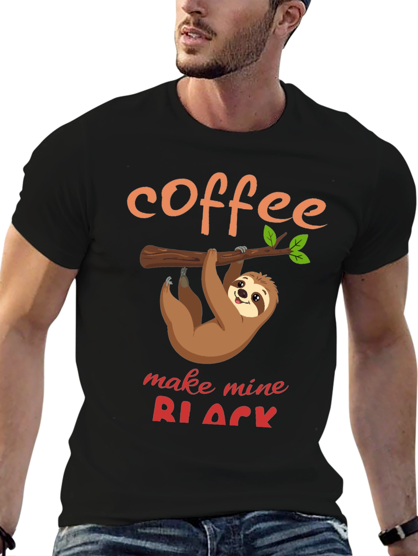 Coffee Sloth T-Shirt - Make Mine Black Funny Tee