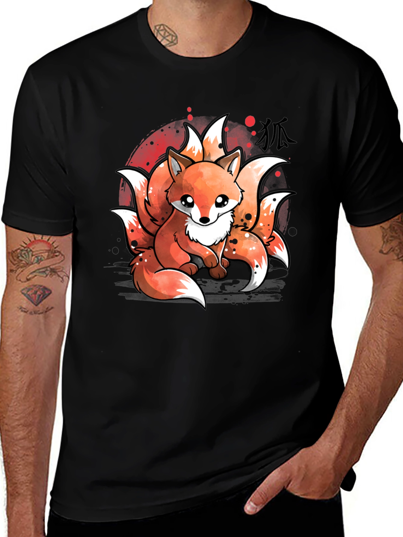 Nine-Tailed Fox Graphic T-Shirt - Anime Design