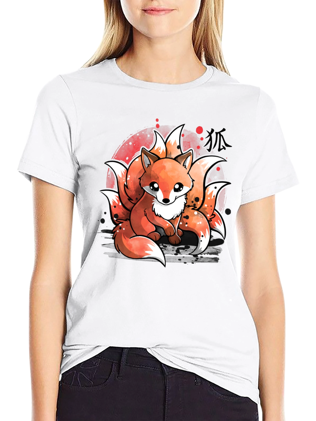 Nine-Tailed Fox Graphic T-Shirt - Anime Design
