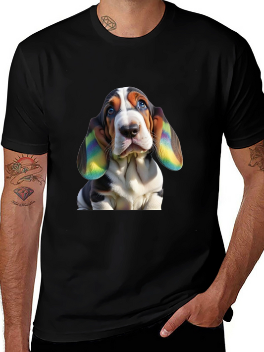 Dog Lover Tee: Rainbow Eared Basset Hound
