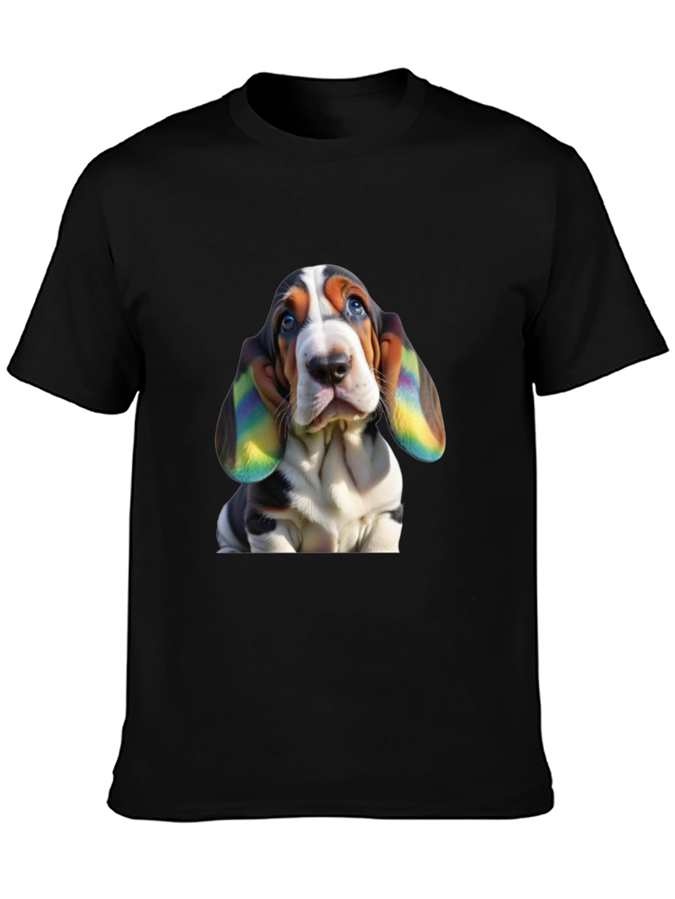 Dog Lover Tee: Rainbow Eared Basset Hound