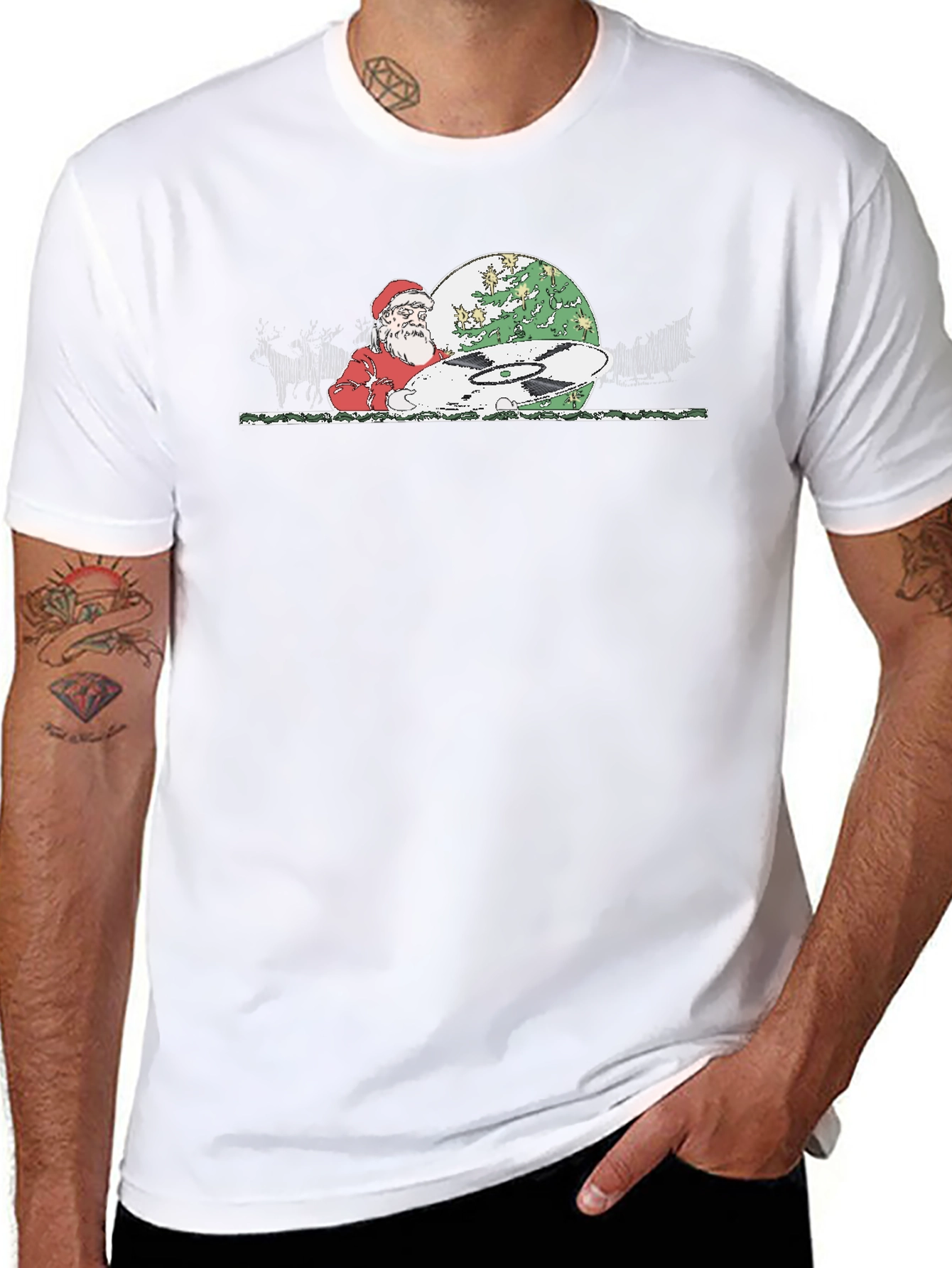 DJ Santa Graphic Tee - Christmas Holiday Party T-Shirt