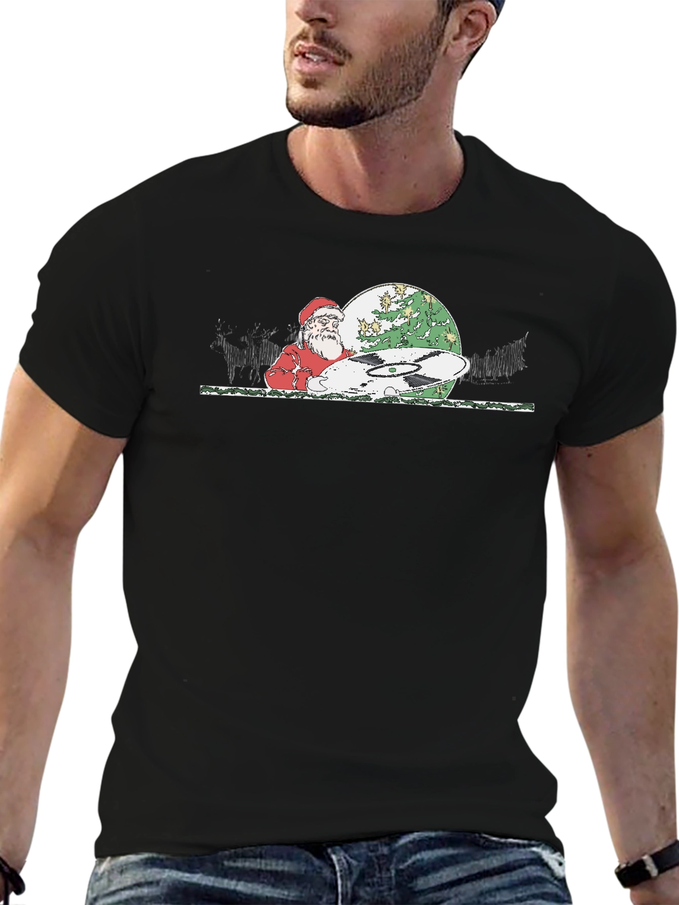 DJ Santa Graphic Tee - Christmas Holiday Party T-Shirt