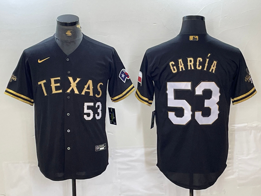 Men's Texas Rangers Adolis Garcia #53 Black Replica Team Jerseys