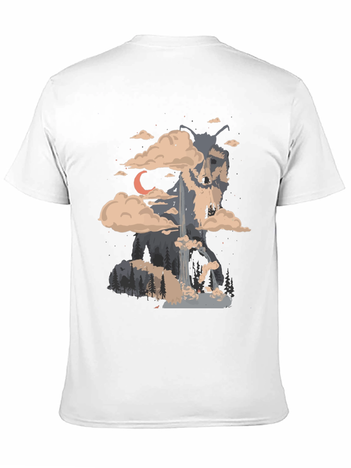 Wolf Landscape Print Black T-Shirt
