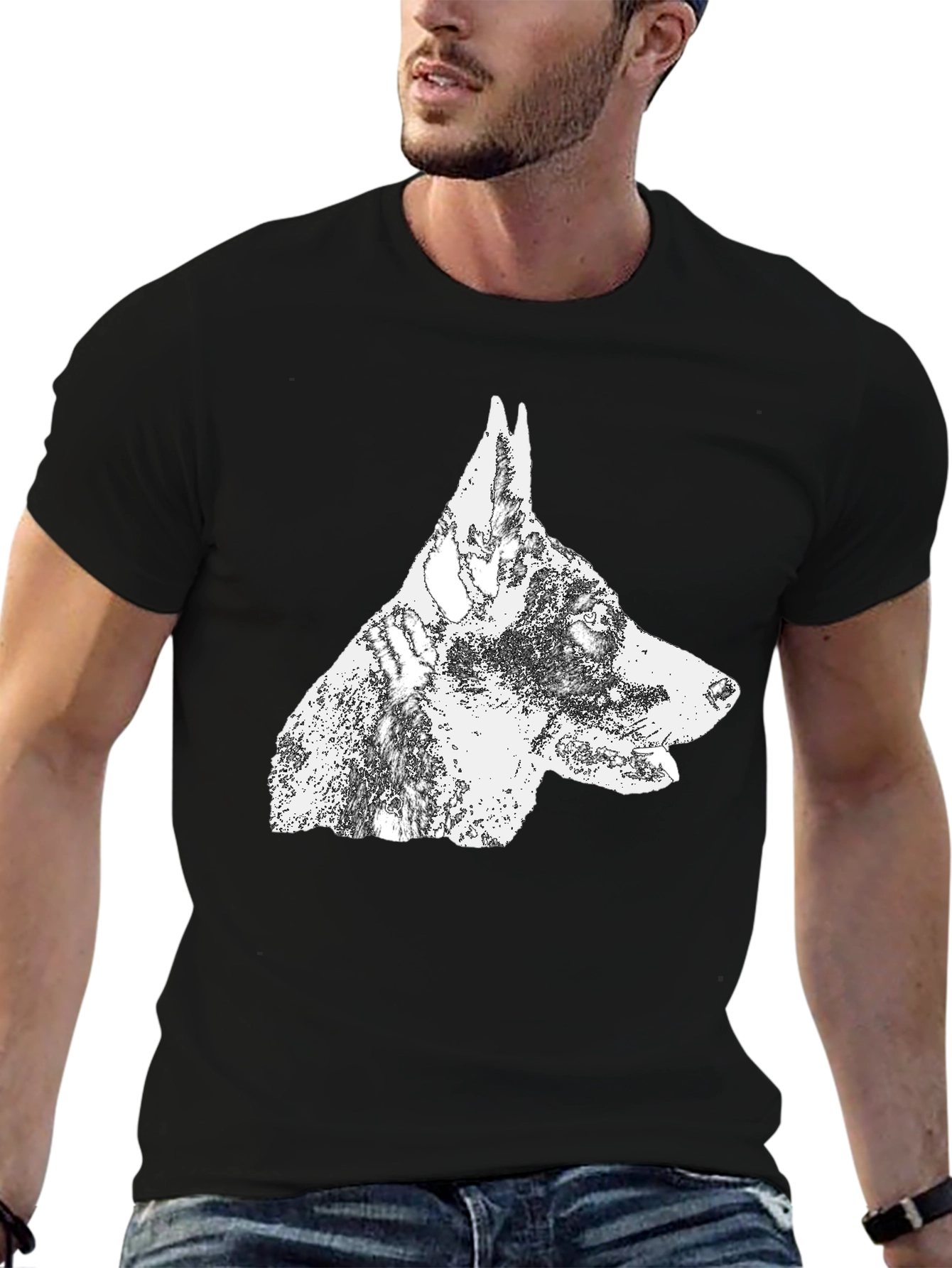 Doberman Dog Graphic T-Shirt - Black Cotton Tee