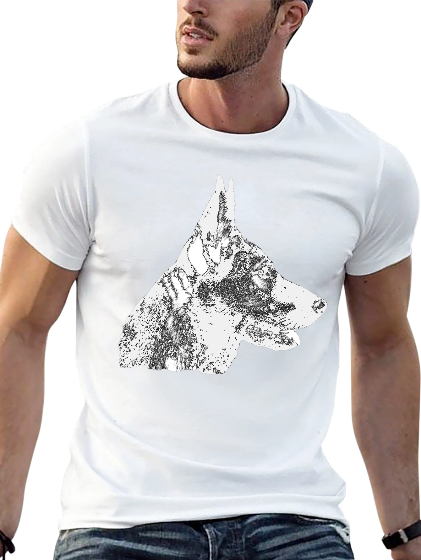 Doberman Dog Graphic T-Shirt - Black Cotton Tee