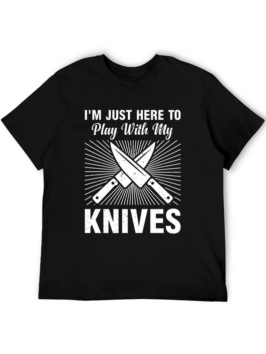 Play With My Knives Graphic T-Shirt - Chef Humor Tee