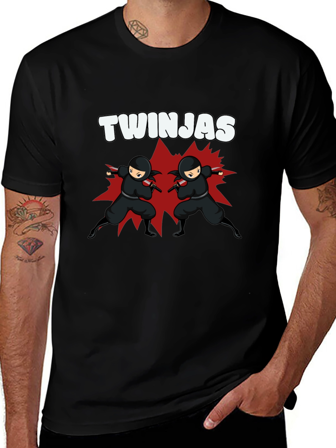Twinjas Black Graphic Tee - Ninja Twins T-Shirt