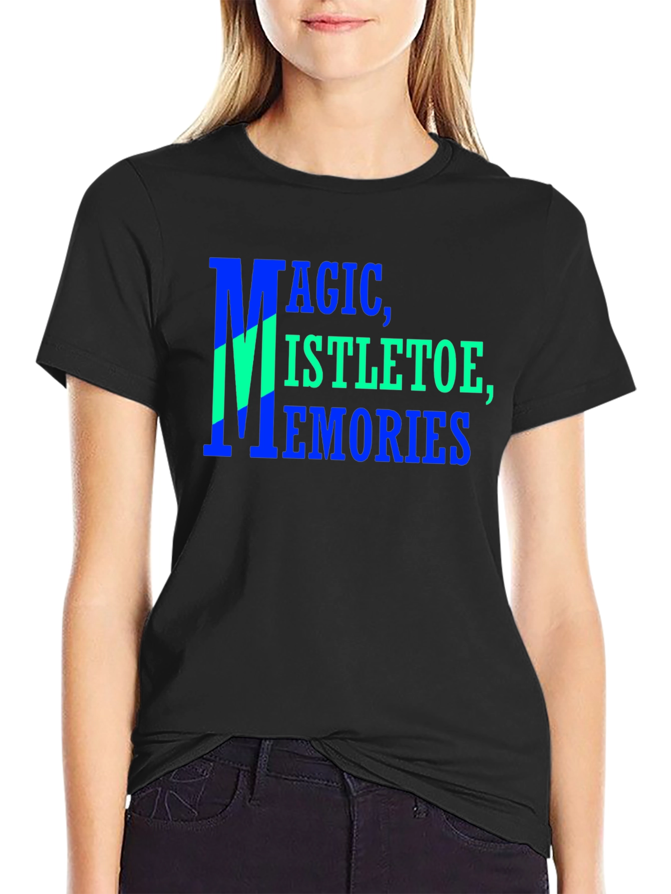 Magic Mistletoe Memories Black Graphic T-Shirt