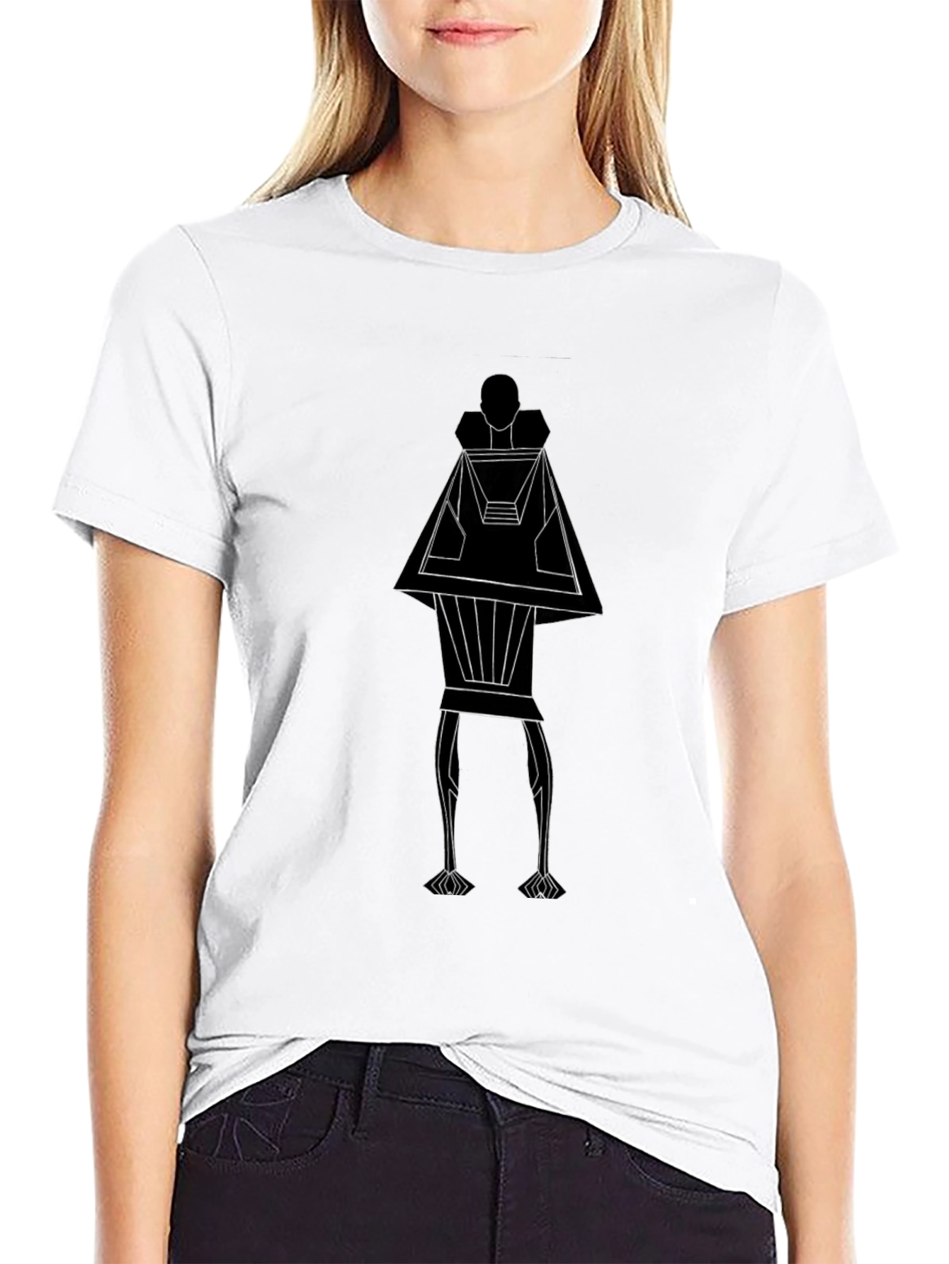 Abstract Geometric Figure Graphic Tee - Black
