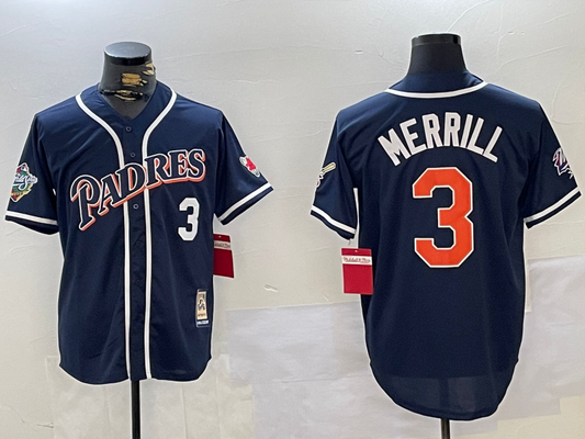 Men's San Diego Padres Jackson Merrill #3 Navy Replica Player Jerseys