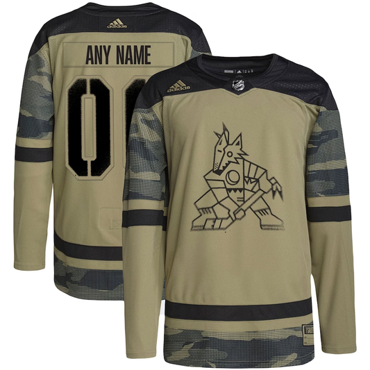 Men's Arizona Coyotes Camo Military Appreciation Team Authentic Custom Practice Jerseys