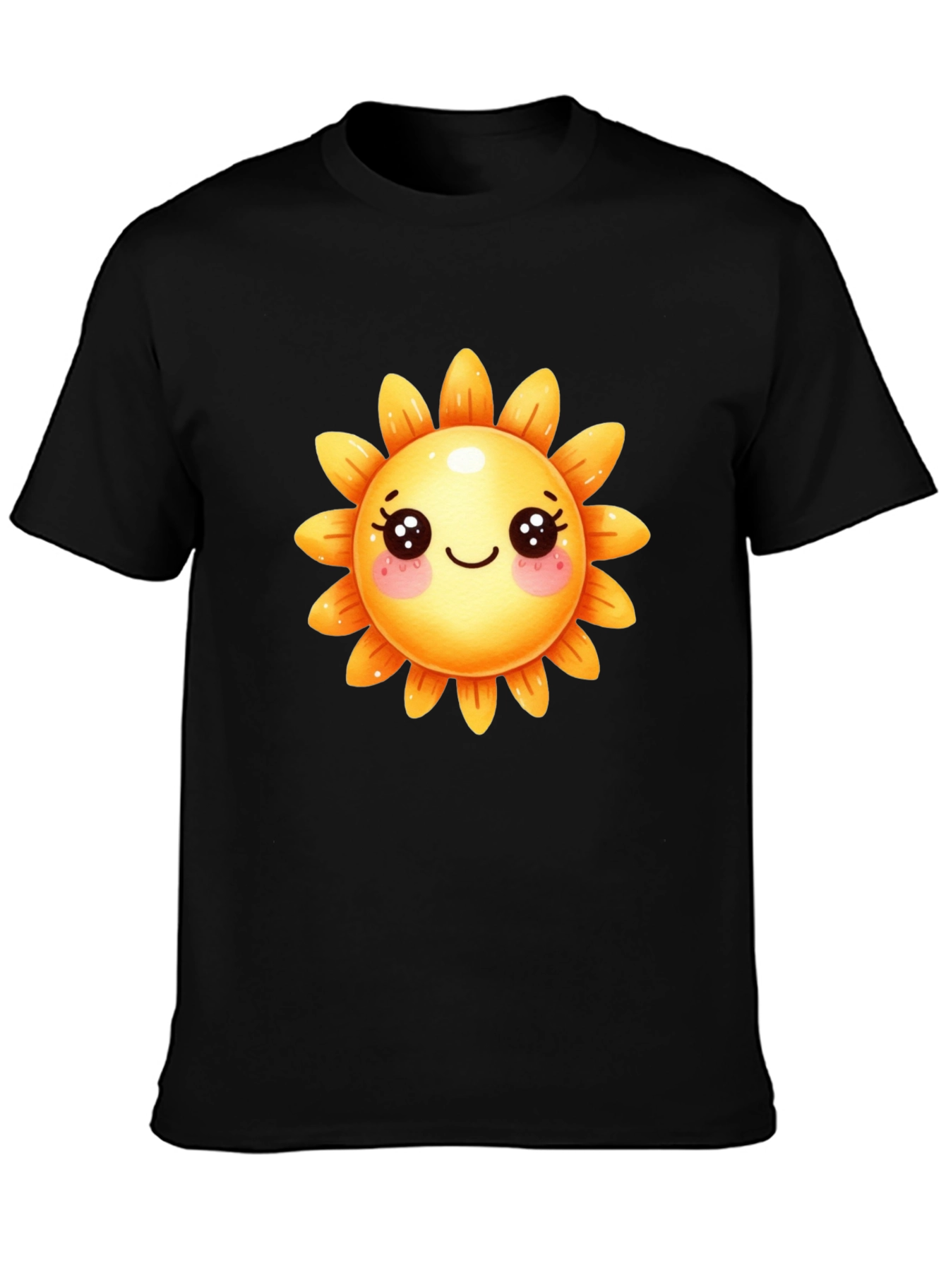 Cute Sunflower Graphic Tee - Black Cotton T-Shirt