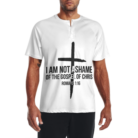 Christian Faith Graphic T-Shirt – Romans 1:16 “I Am Not Ashamed” Inspirational Cross Tee for Men & Women(z370)