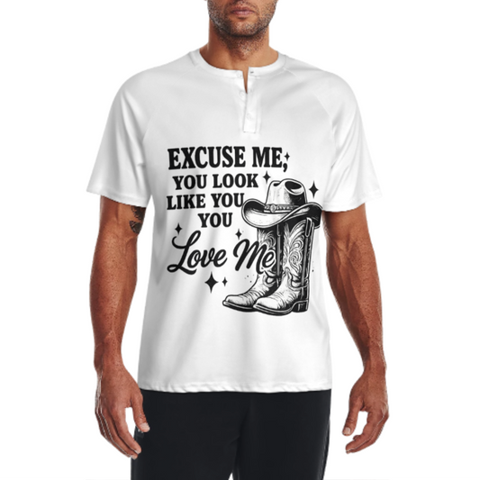 Excuse Me, You Look Like You Love Me Western Cowboy Graphic T-Shirt – Vintage Country Boots & Hat Tee for Men and Women(z365)