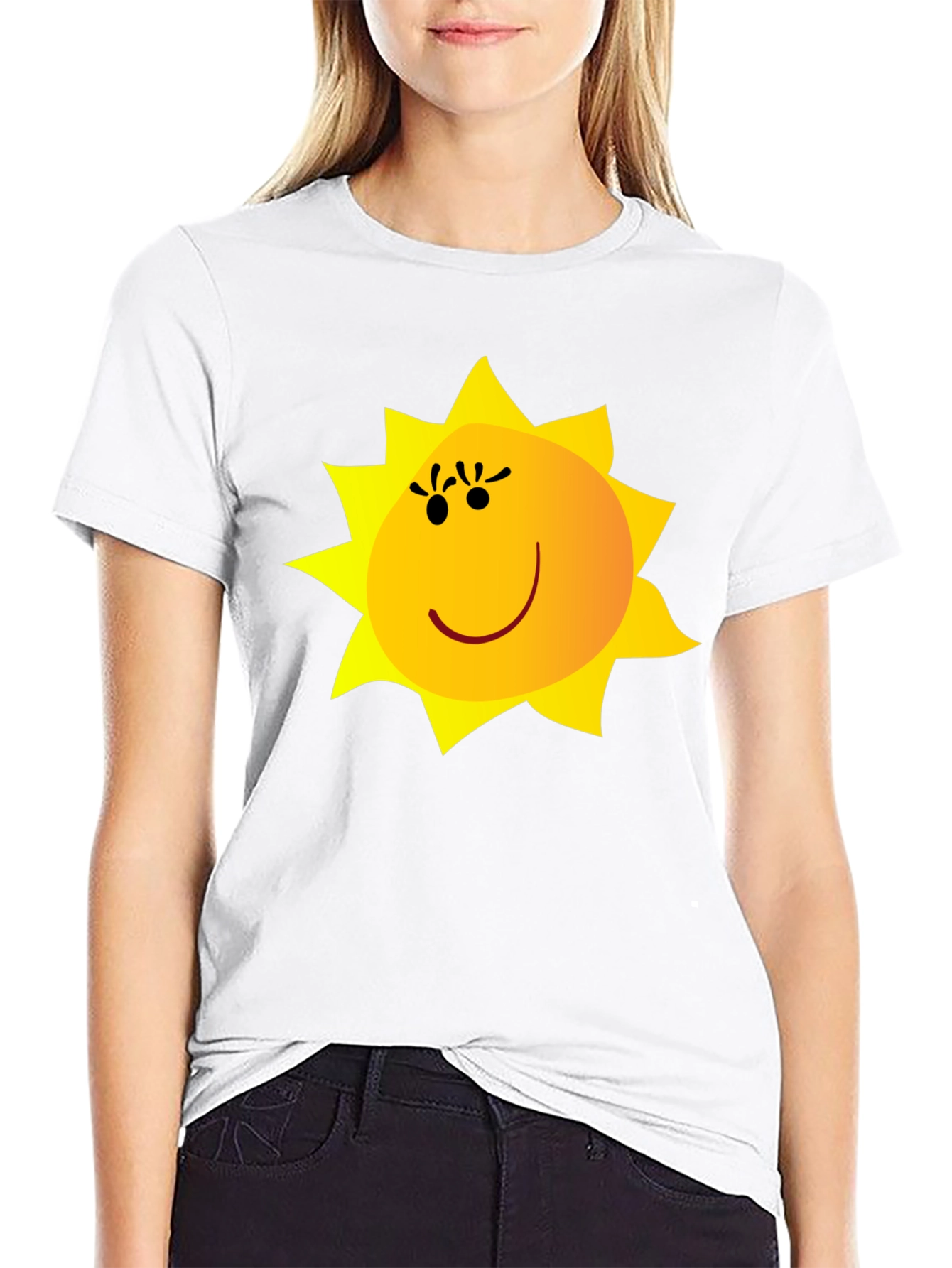 Happy Sun Graphic Tee - Black Cotton Blend