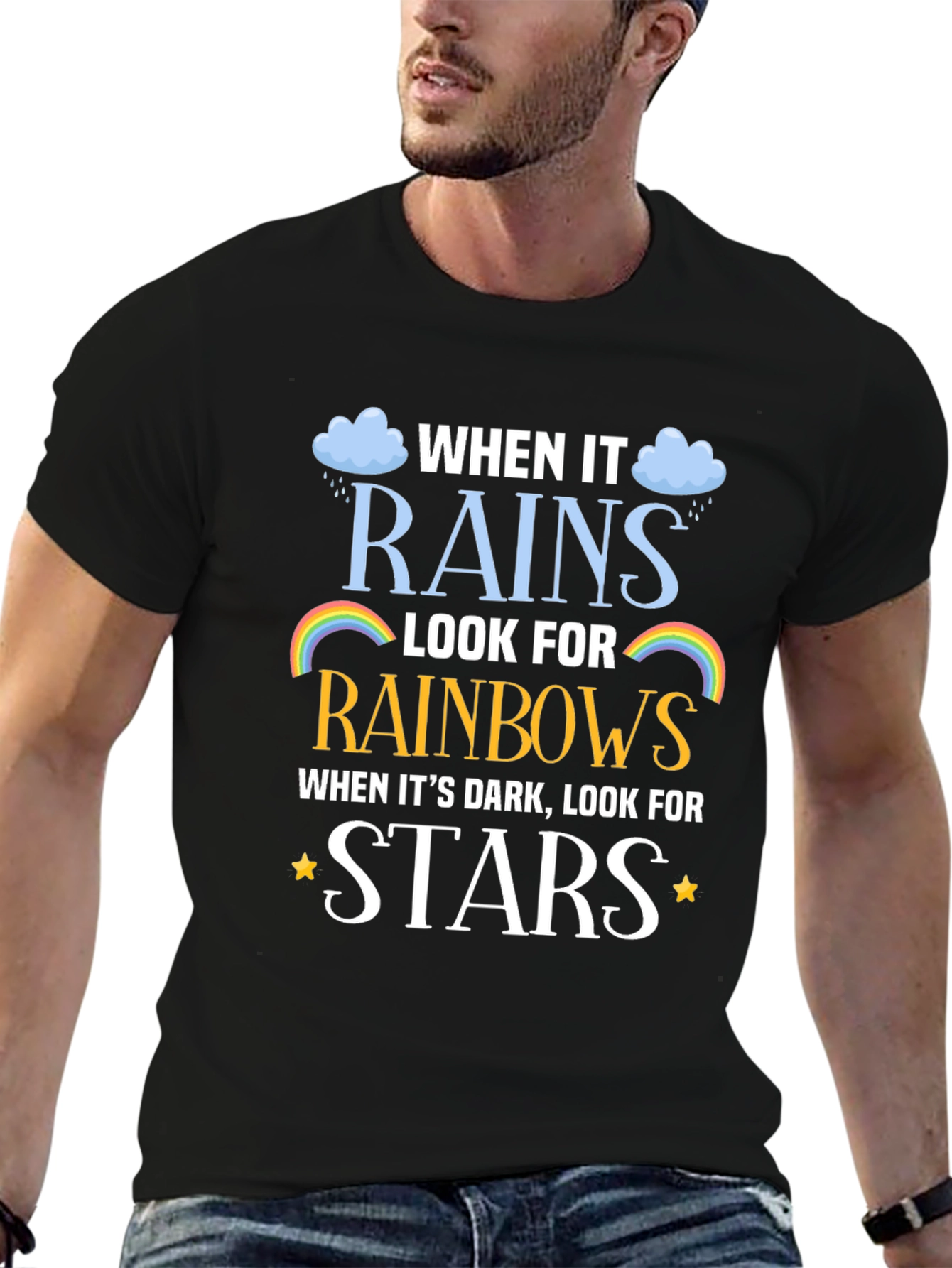 Inspirational Rainbows & Stars Graphic T-Shirt