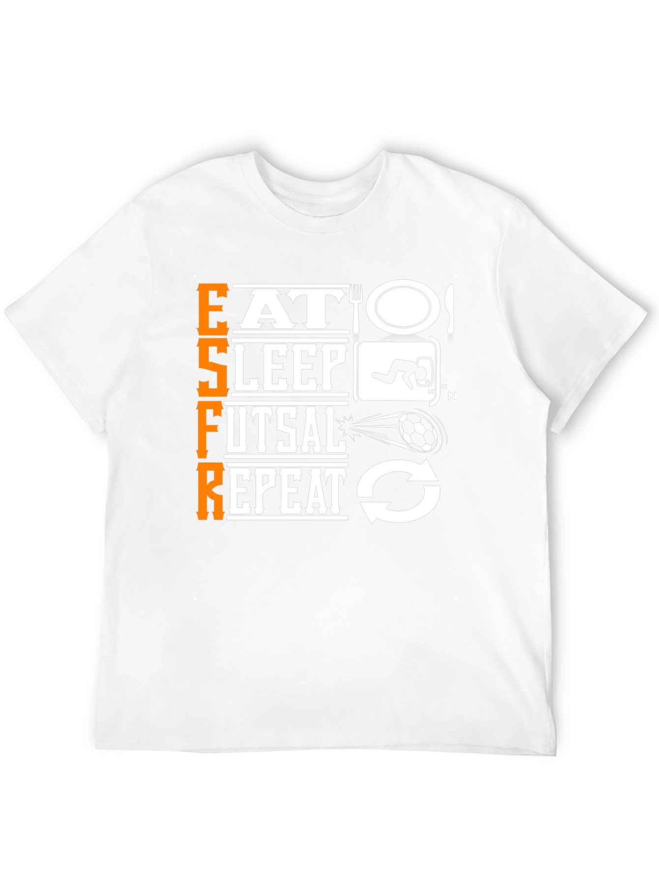 Eat Sleep Futsal Repeat Black Graphic T-Shirt