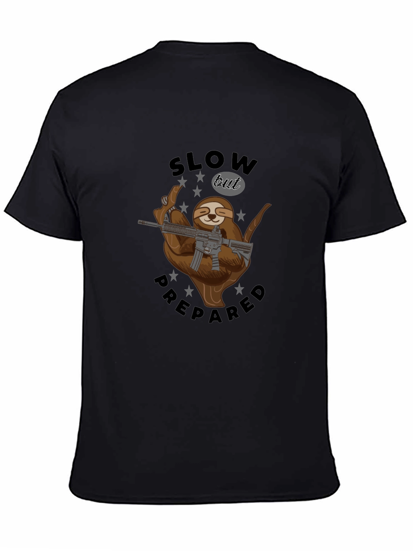 Slow But Prepared Sloth Graphic Tee - Black