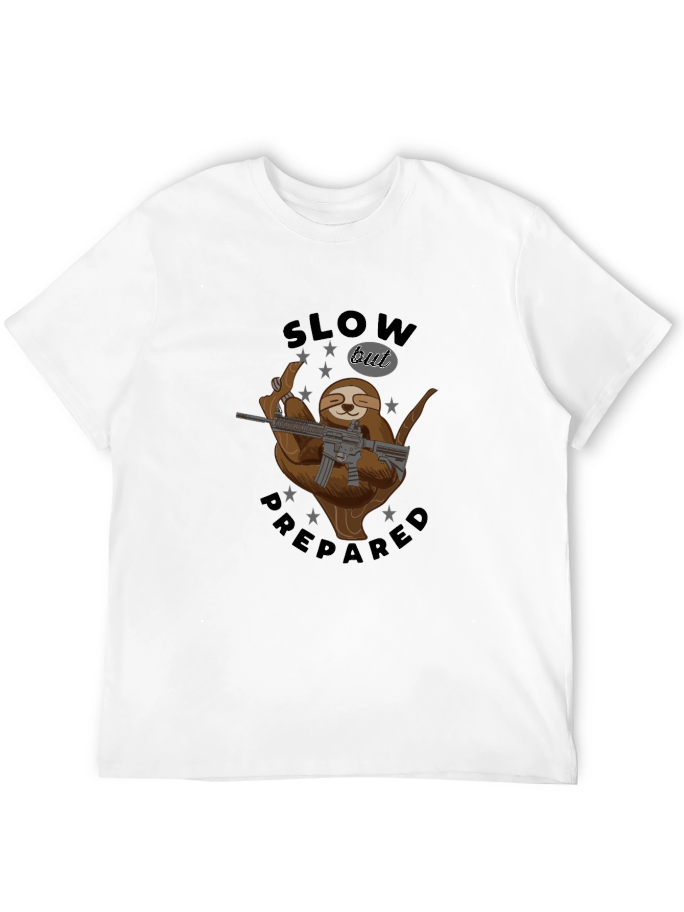Slow But Prepared Sloth Graphic Tee - Black