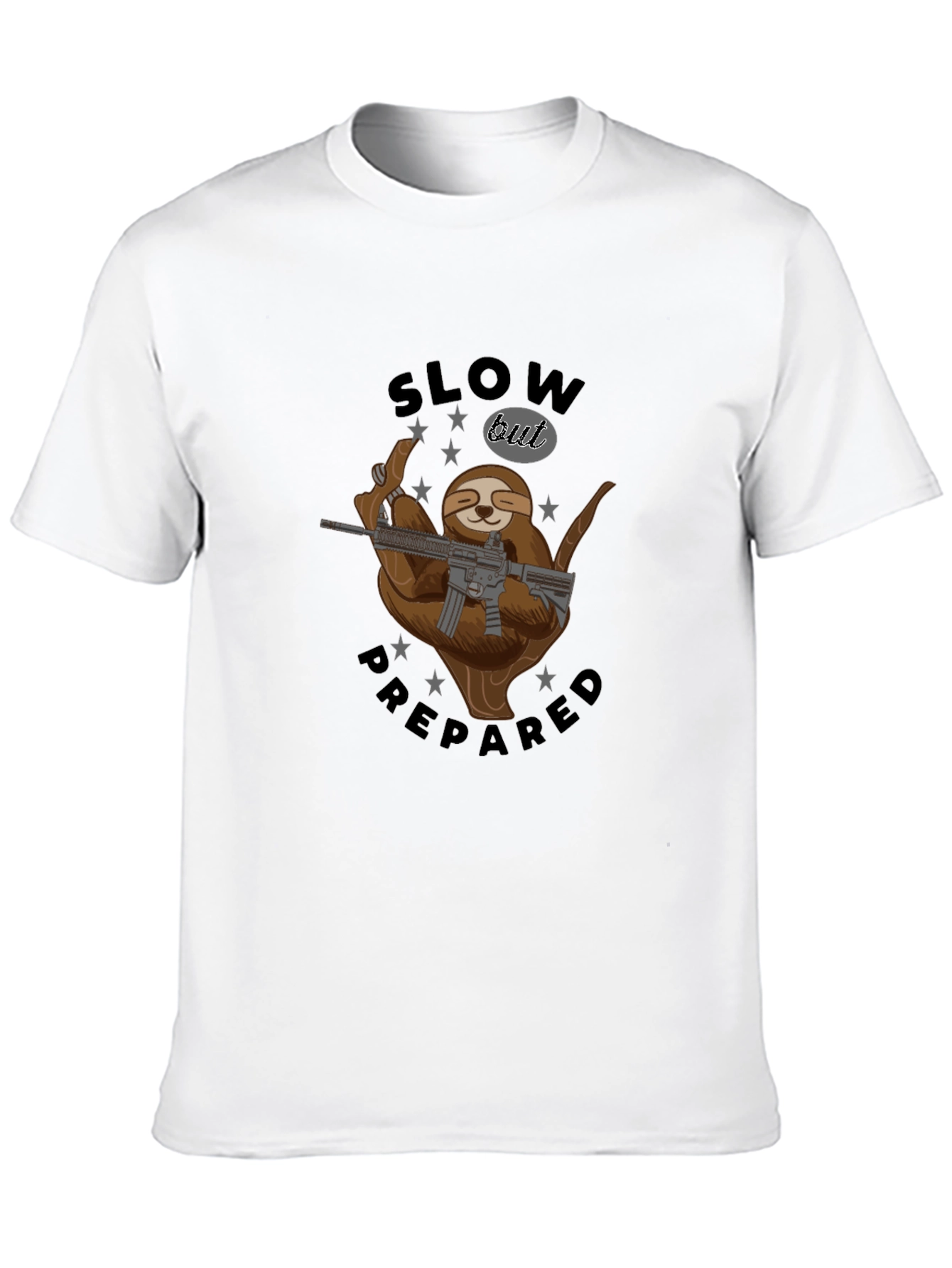 Slow But Prepared Sloth Graphic Tee - Black