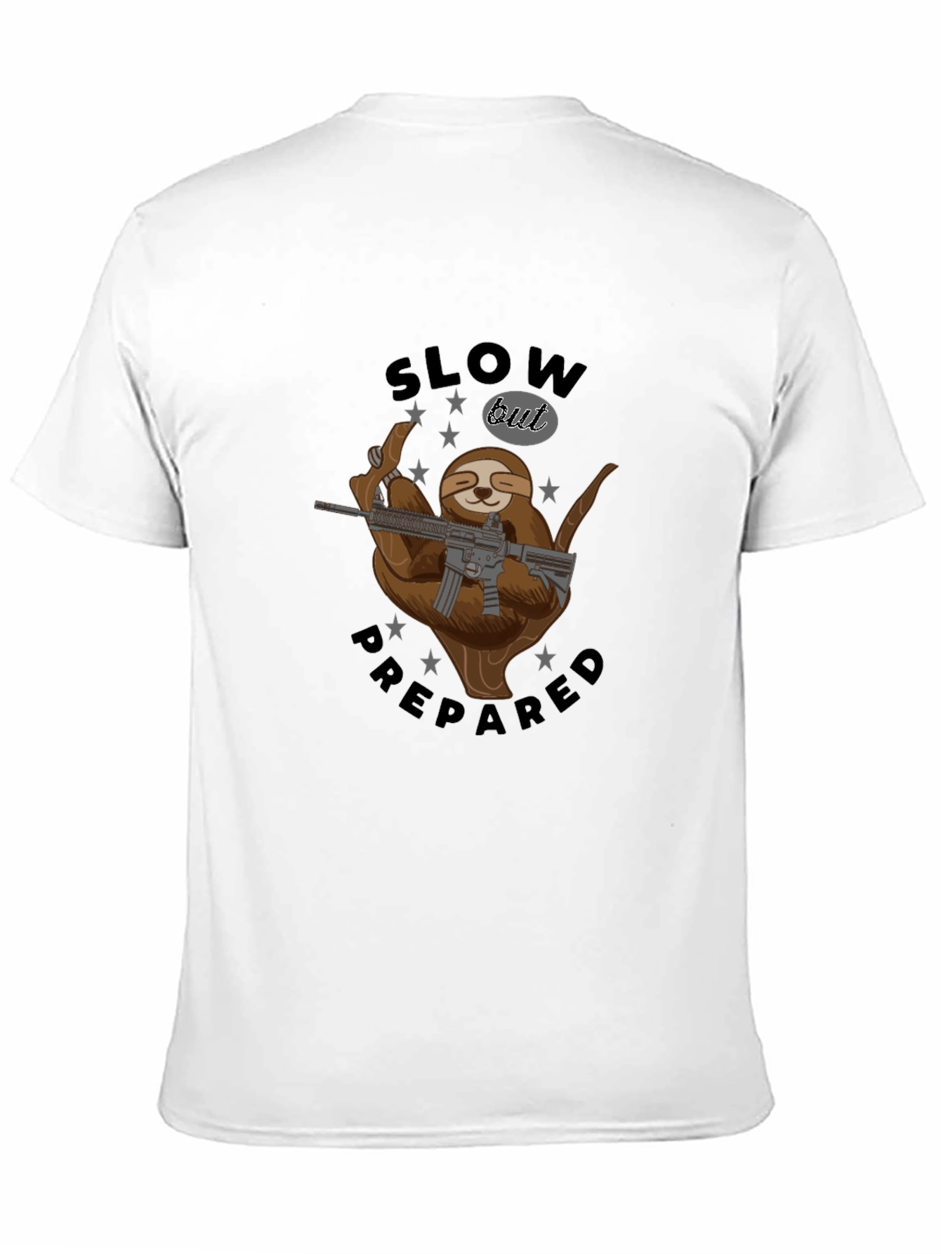 Slow But Prepared Sloth Graphic Tee - Black