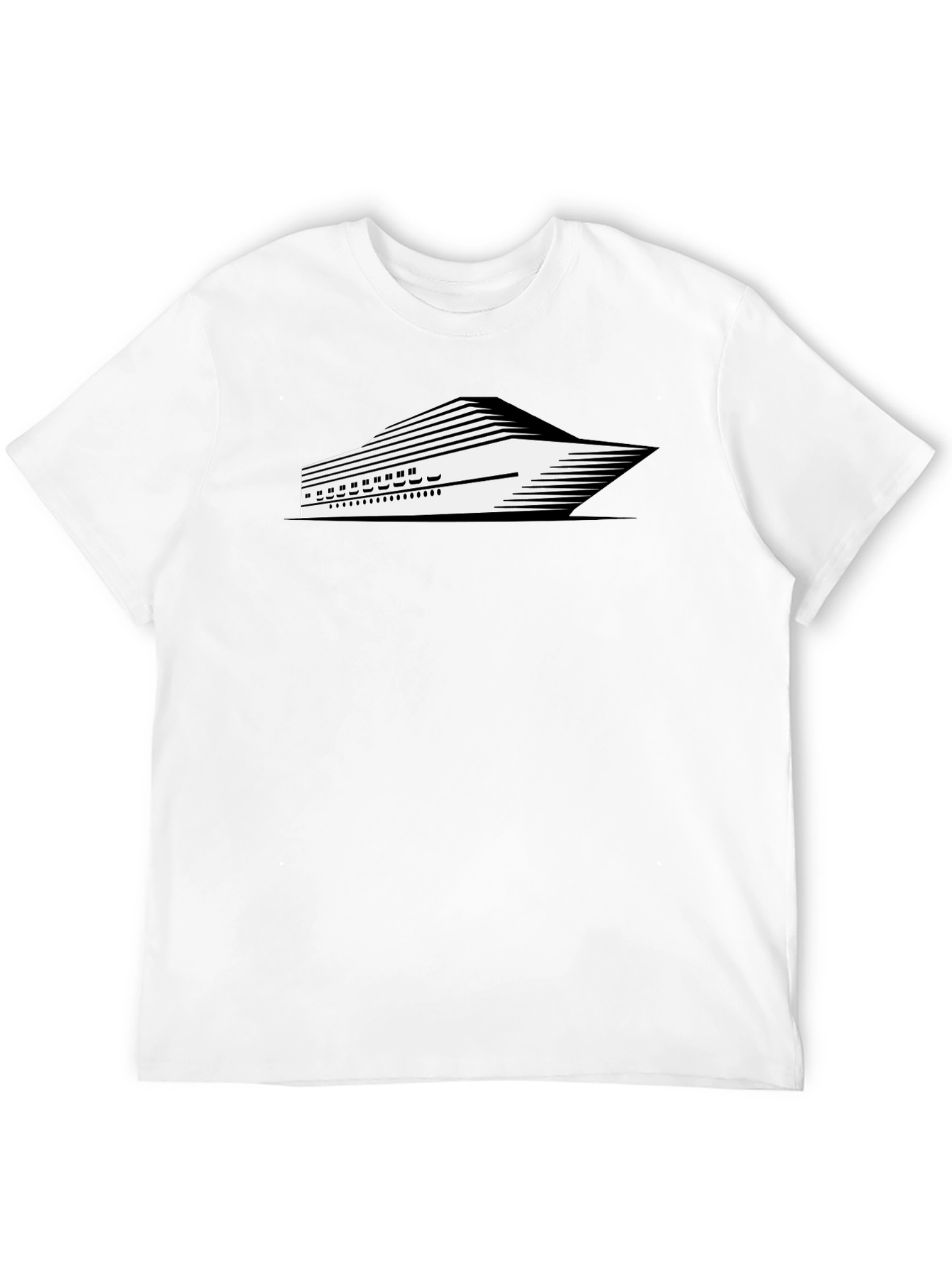 Modern Cruise Ship Graphic Tee - Black