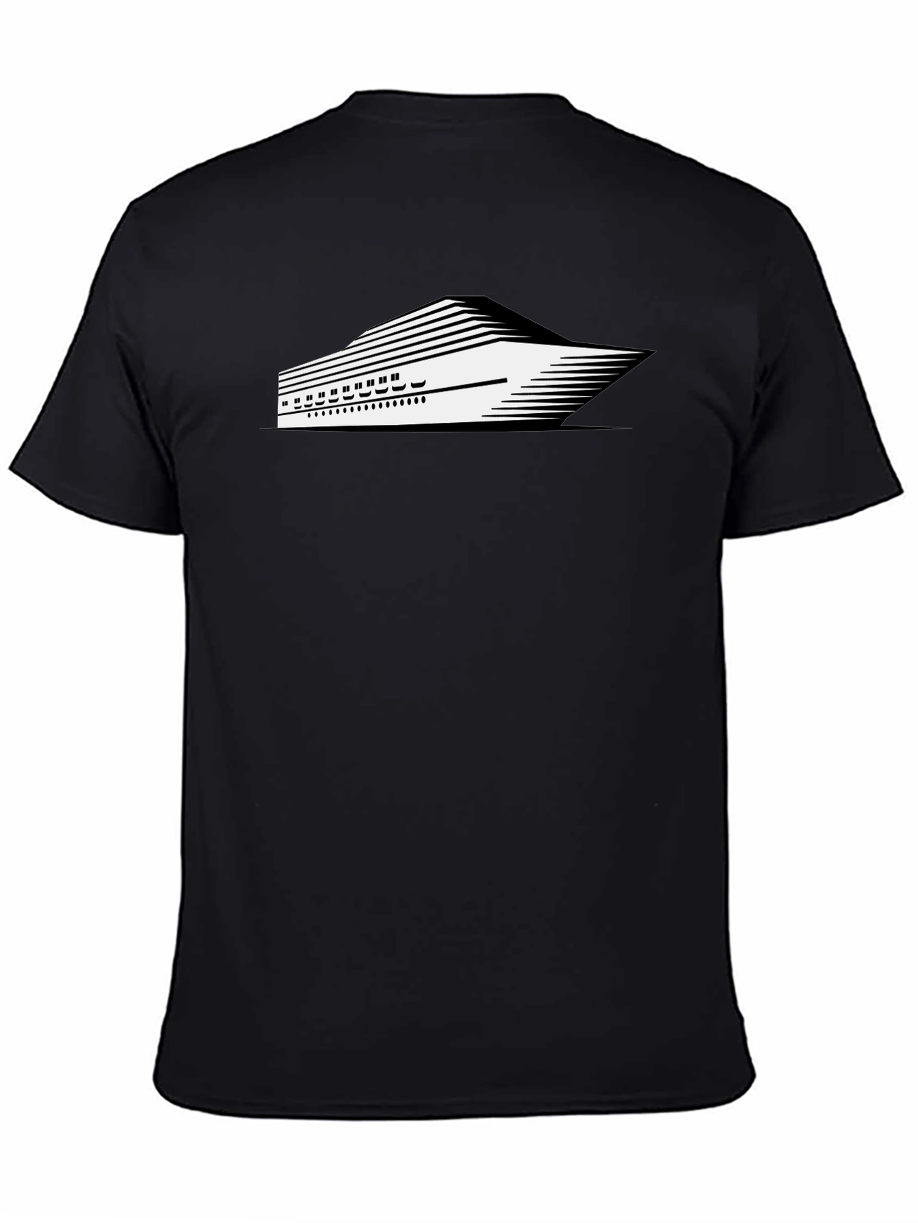 Modern Cruise Ship Graphic Tee - Black
