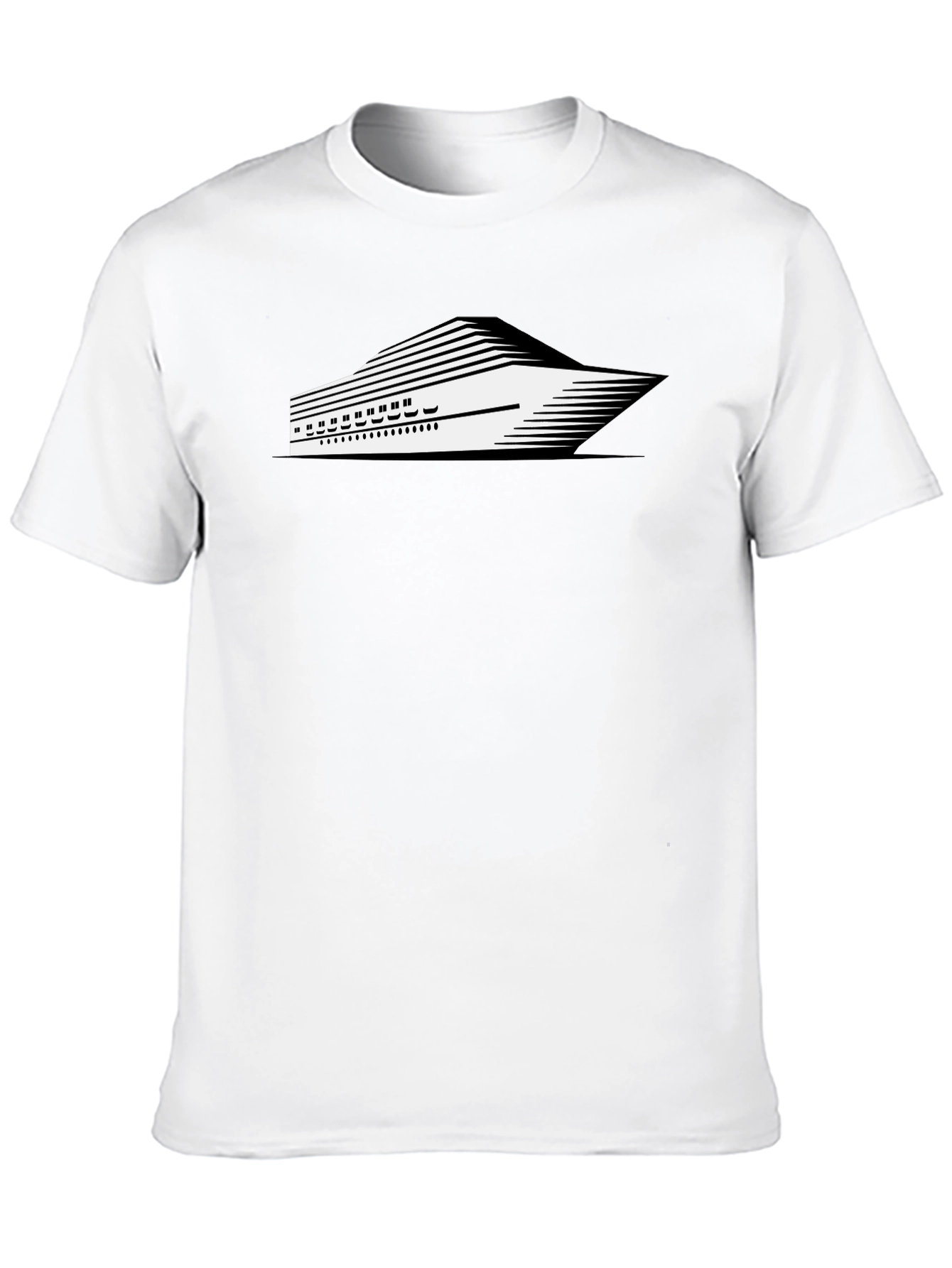 Modern Cruise Ship Graphic Tee - Black