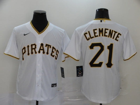 Men's Pittsburgh Pirates Roberto Clemente #21 White Replica Baseball Jerseys