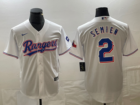 Men's Texas Rangers Marcus Semien #2 White Home Authentic Player Jerseys