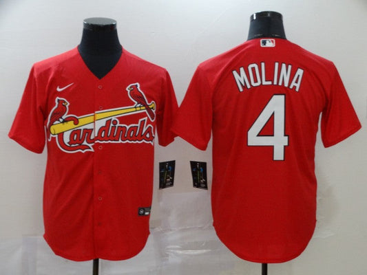 Men's St. Louis Cardinals Yadier Molina Majestic Cream Alternate Jerseys RED
