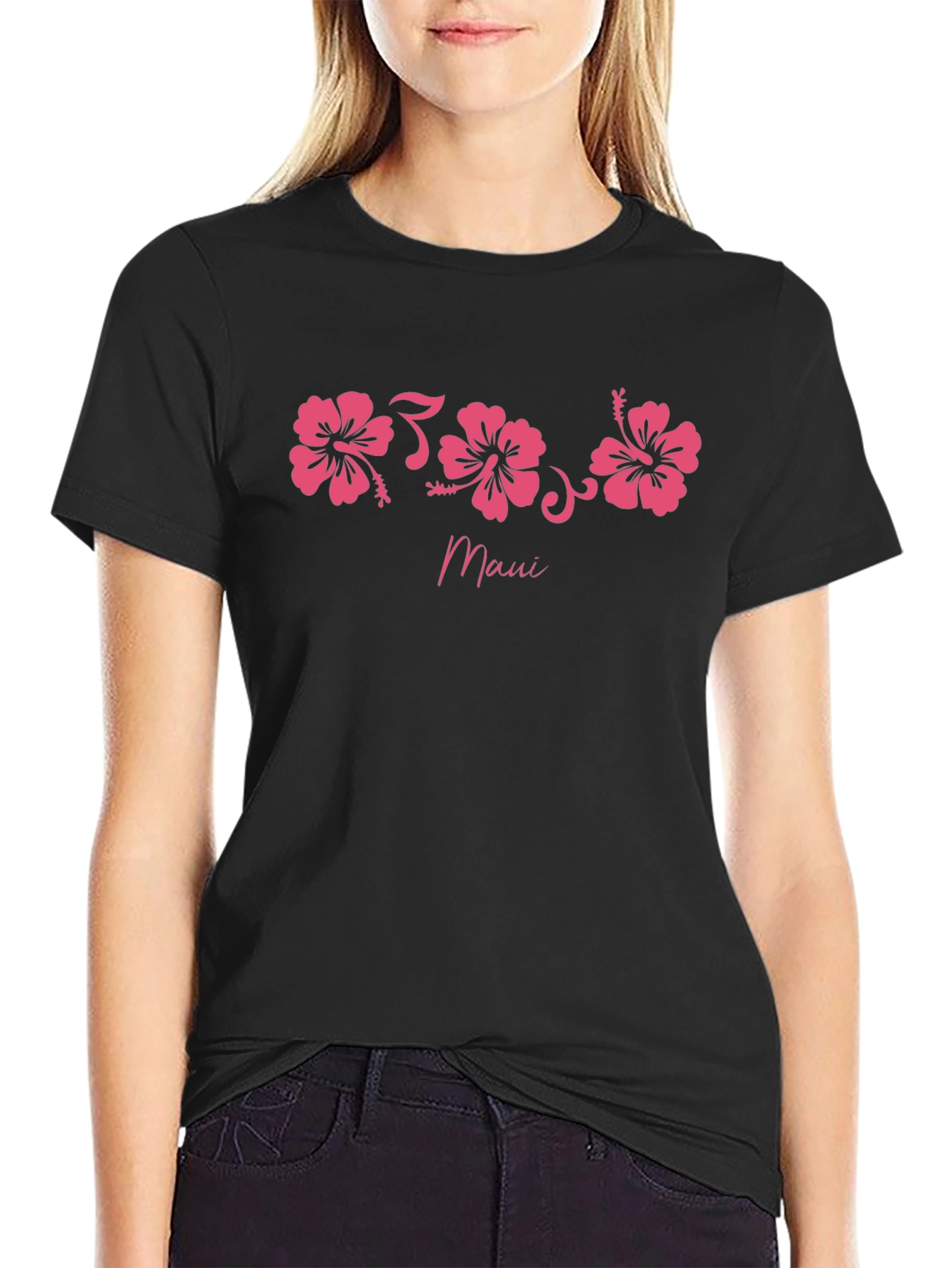 Maui Hibiscus Flower Graphic T-Shirt