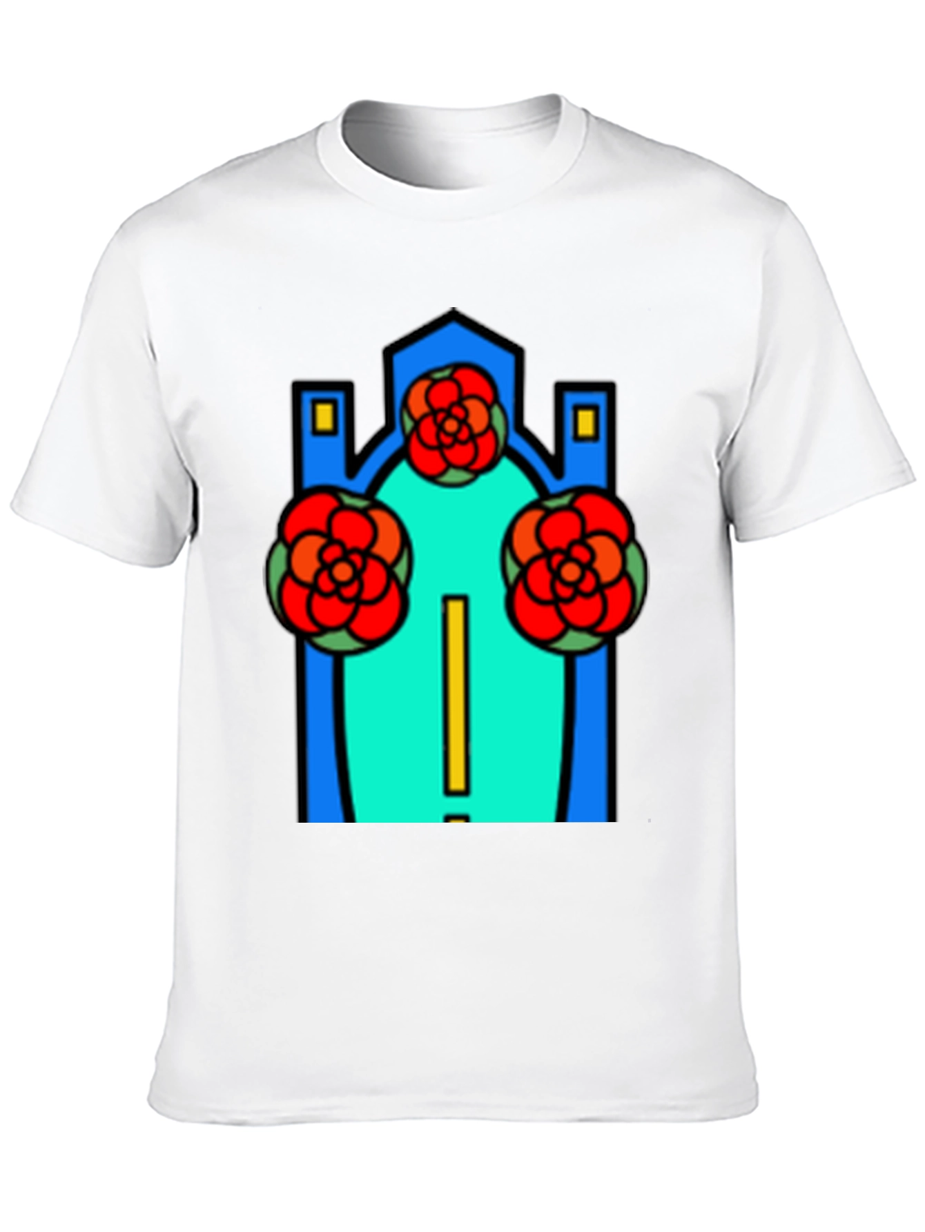 Abstract Floral Graphic Print Black Tee