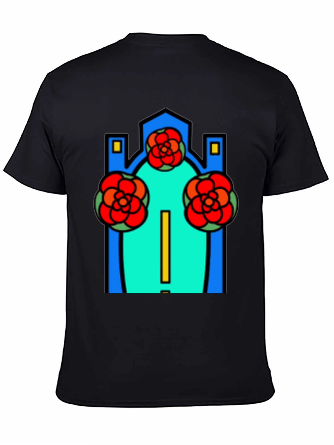 Abstract Floral Graphic Print Black Tee