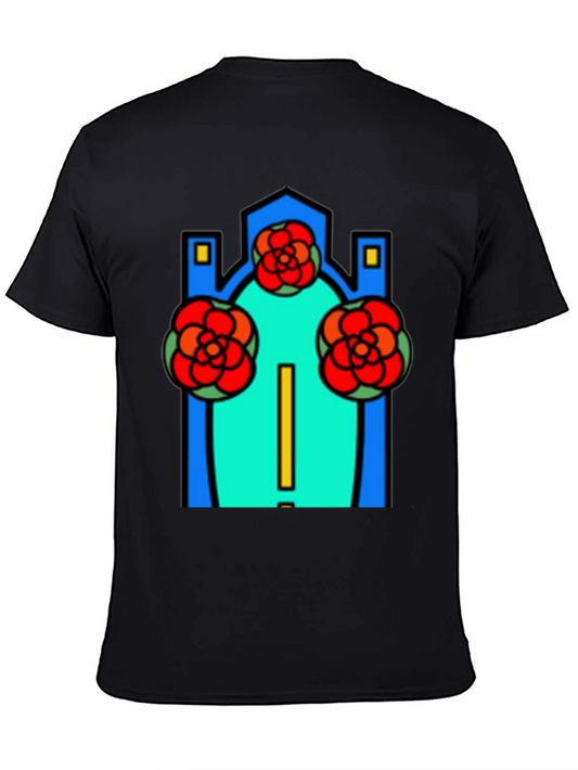 Abstract Floral Graphic Print Black Tee