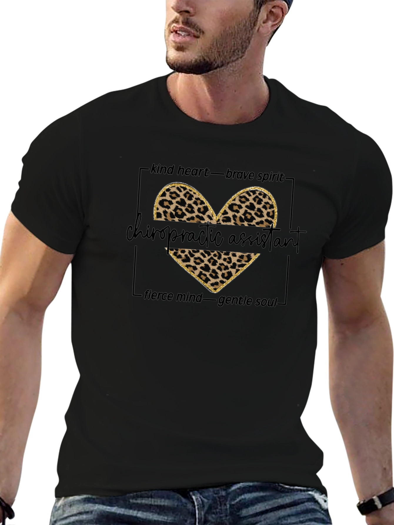 Chiropractic Assistant Leopard Heart T-Shirt