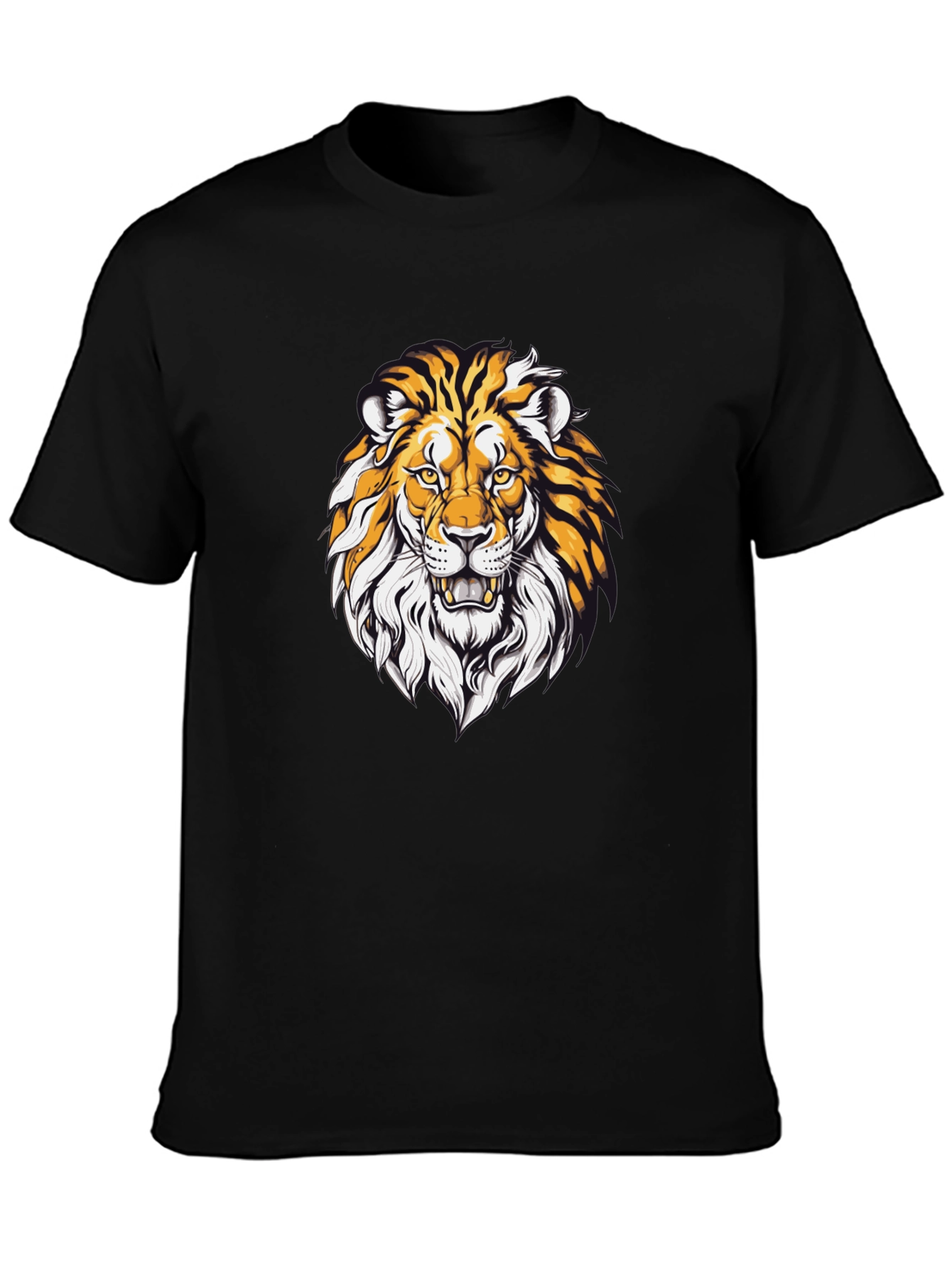 Lion Graphic Print Black T-Shirt
