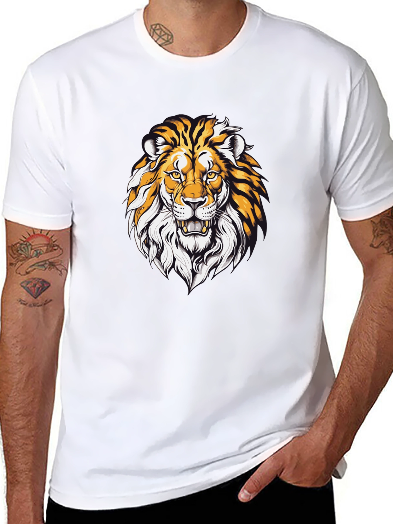 Lion Graphic Print Black T-Shirt