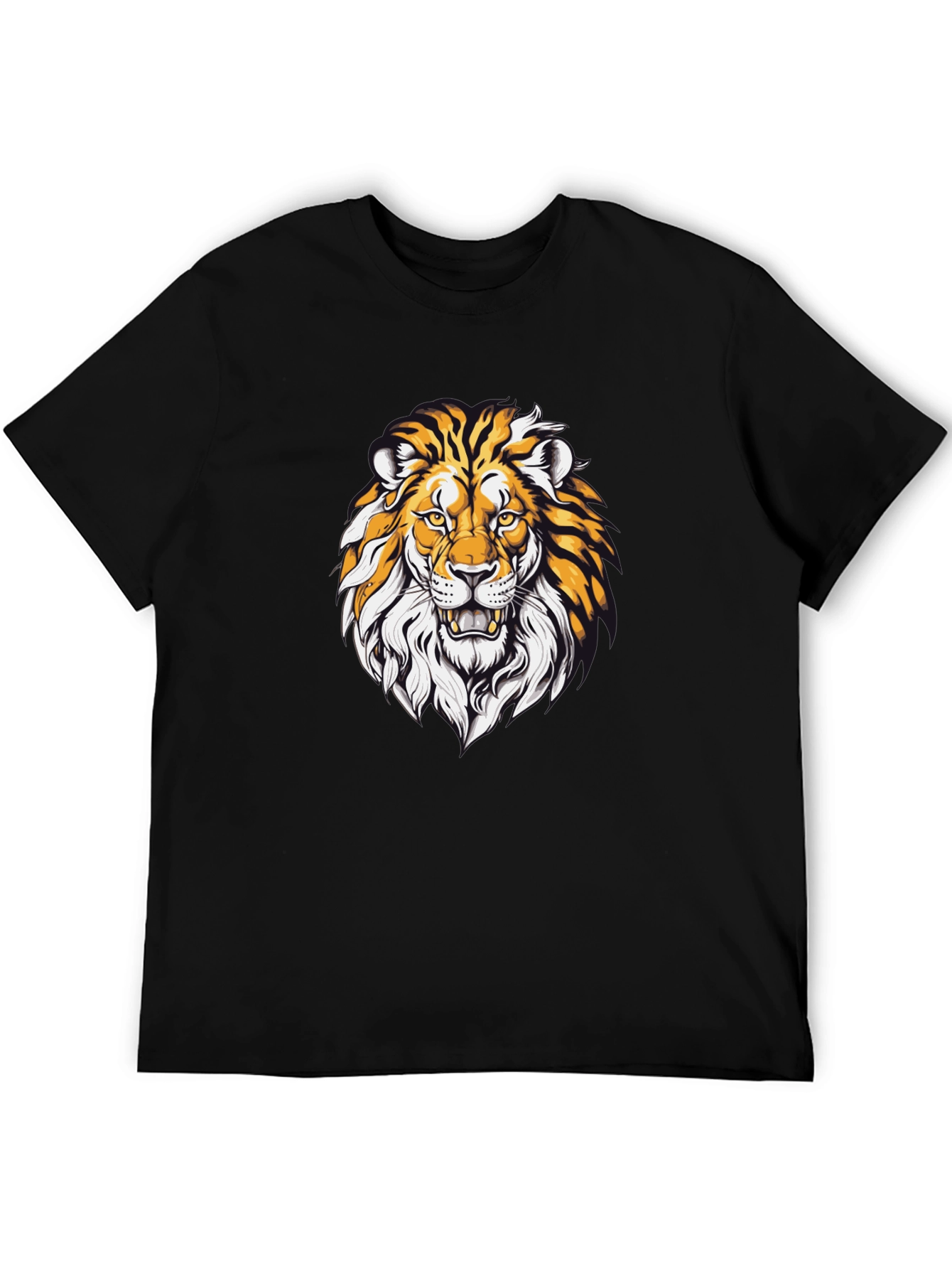 Lion Graphic Print Black T-Shirt